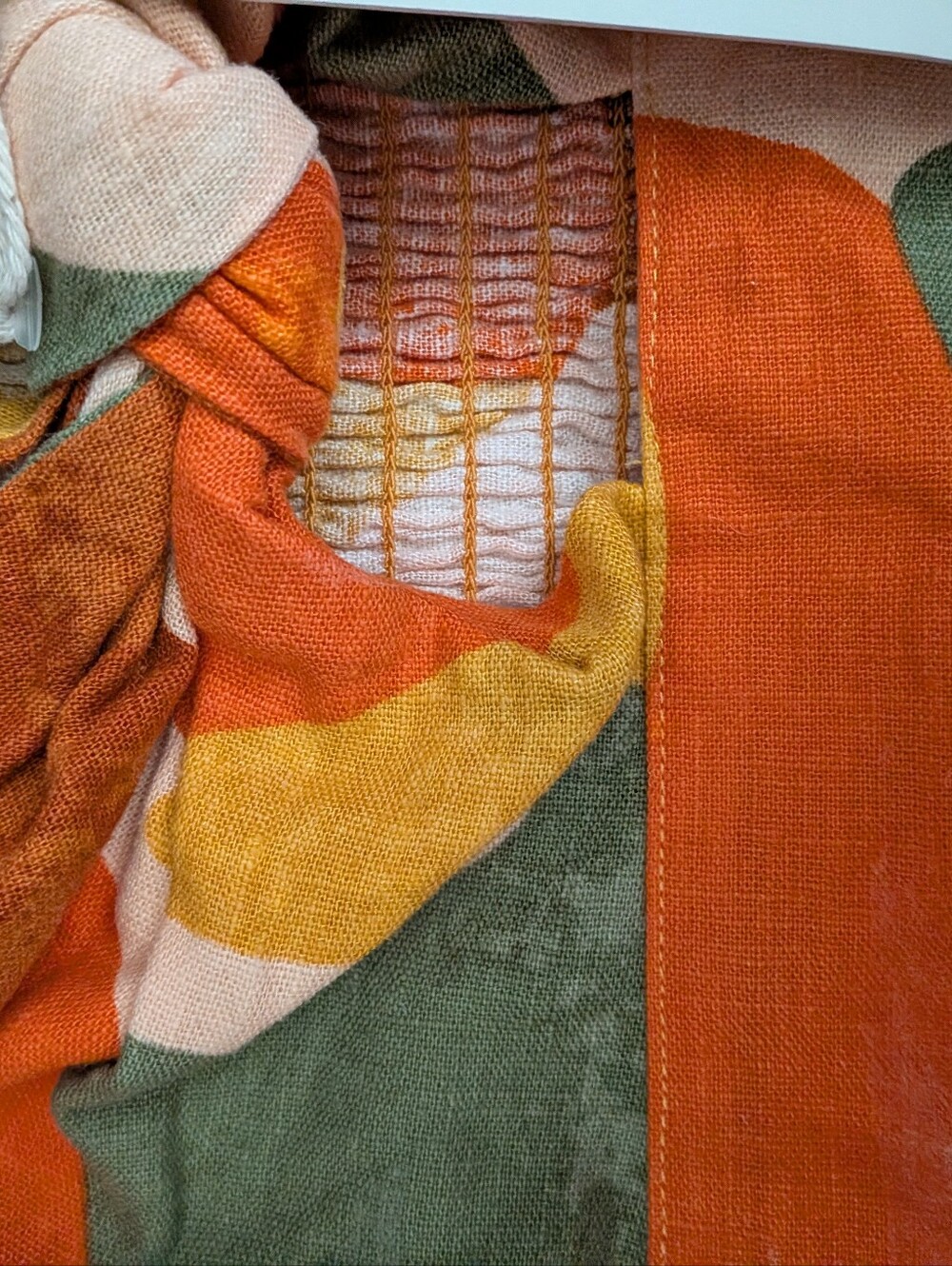 Tie-Front Crop Top in Orange Multi - Picture 4 of 5